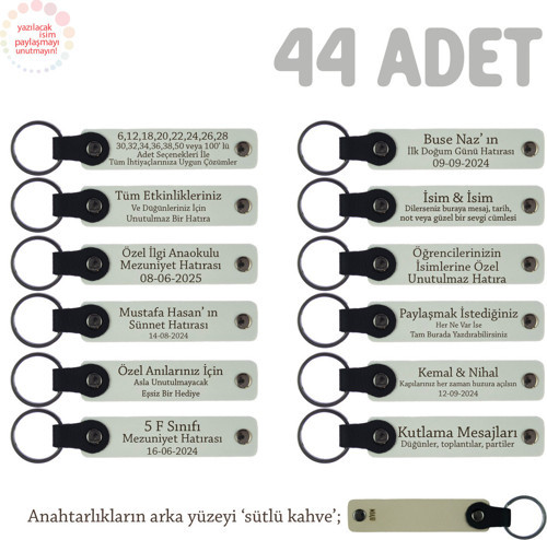Mağaza Açılışında Müşterilere, 44'Lü Set, Kişiselleştirilebilir Hatıra Anahtarlık, Beyaz & S Kahve