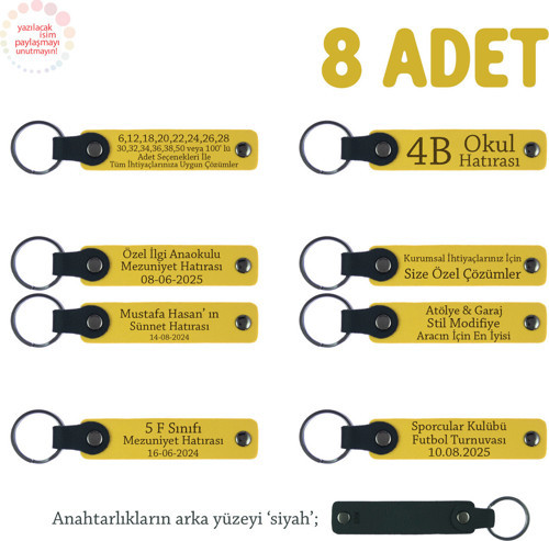 Sarı & Siyah, Gezi Grubuna Veda Anısı Olarak, 8’Li Set, Kişiye Özel Yazılı Deri Hediyelik