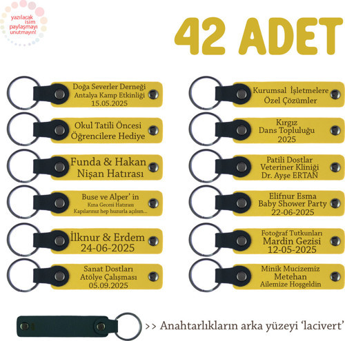 Sarı & Lacivert, Oyuncak Mağazası Ziyaretçilerine Hediye, 42’Li Set, Kişisel Yazılı Deri Hatıra