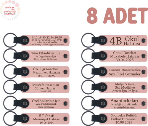 Öğretmenden Mezun Olan Miniklere, 8’Li Set, Üzerine İsim Yazılabilen Deri Hatıra, Pudra