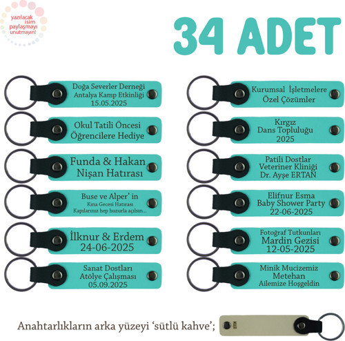 Bilim Ve Deney Atölyesine Katılım Hediyesi, 34'Lü Set, Kişisel Anahtarlık, Turkuaz & Sütlü Kahve
