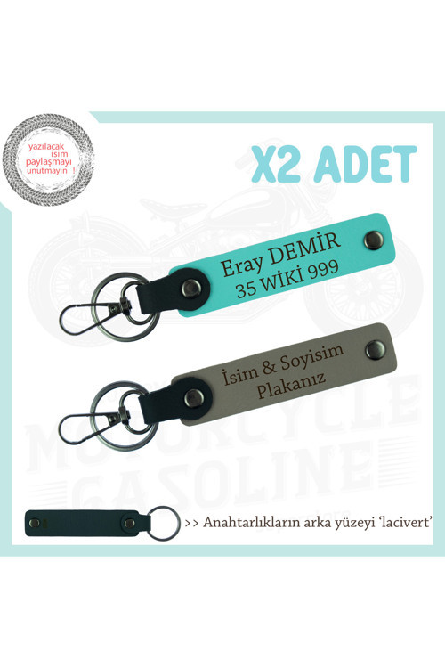 İsme Ve Plakaya Özel Deri Anahtarlıklar – Fonksiyonel Ve Özgün Hediye Seçeneği, Kül Gri-Turkuaz-Laci