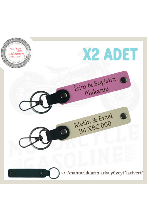 Tarz Sahibi Sürücülere Klas Hediyeler, İsim Ve Plaka Yazılı X2 Hediye Anahtarlık, Pembe-S Kahve-Laci