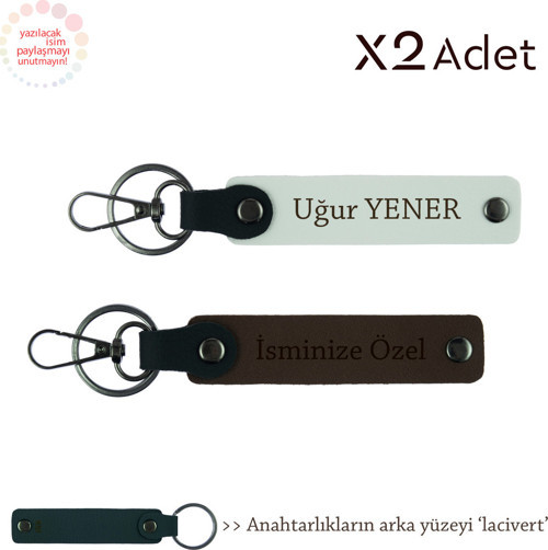 Öğrenciye Motivasyon Jest, İsimli 2’Li Anahtarlık Hediye Takımı, Koyu Kahve-Beyaz-Lacivert