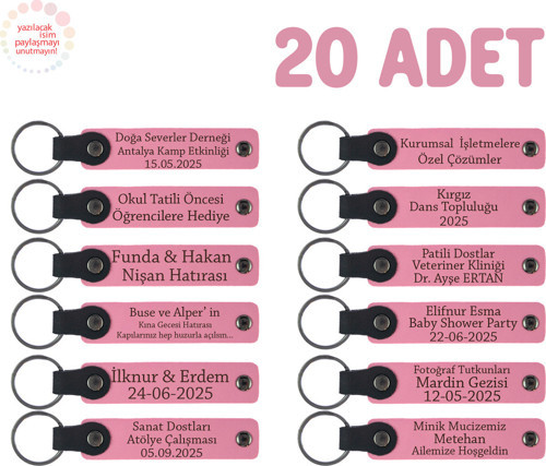 Pembe, Sınıf Öğretmeninden Kişisel Mesajlı Karne Hediyesi Anahtarlık 20’Li Set, Okul Hatırası
