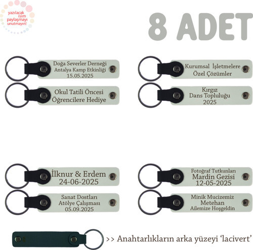 Stadyum Işıltısını Seven Taraftar Grupları İçin, İsim Yazılı 8' Li Anahtarlık, Beyaz & Lacivert