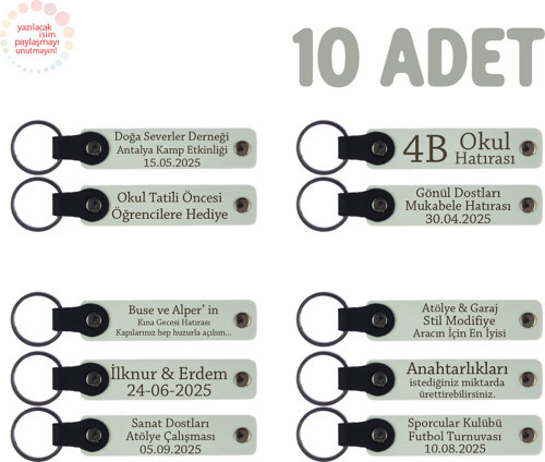 Anaokulu Hatırası İçin Kişiselleştirilmiş Anahtarlık 10’Lu Set, Eğitim Öncesi Hediyesi, Beyaz