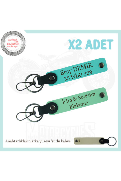 Ehliyetlilere Hediye Edilecek X2 Anahtarlık, Plaka Ve İsimle Kişisel Dokunuş, Yeşil-Turkuaz-Sk