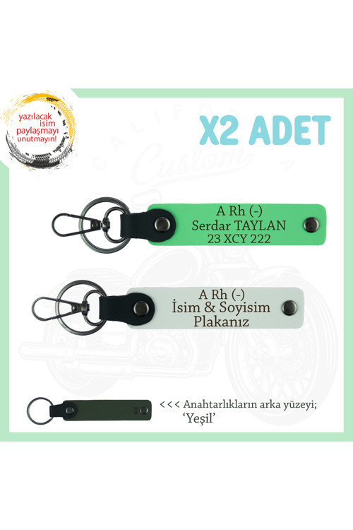 Motorcu Arkadaşlara, İsim Plaka Ve A Rh- Kan Grubu Yazılı Acil Durum Anahtarlığı, Beyaz-F Yeşil-Ysl
