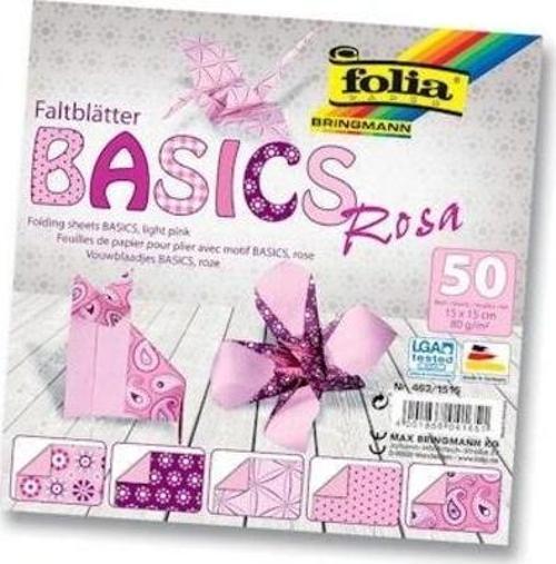 Origami Kağıdı 15x15 cm. 5 Desen 50 Yaprak Basic Pembe