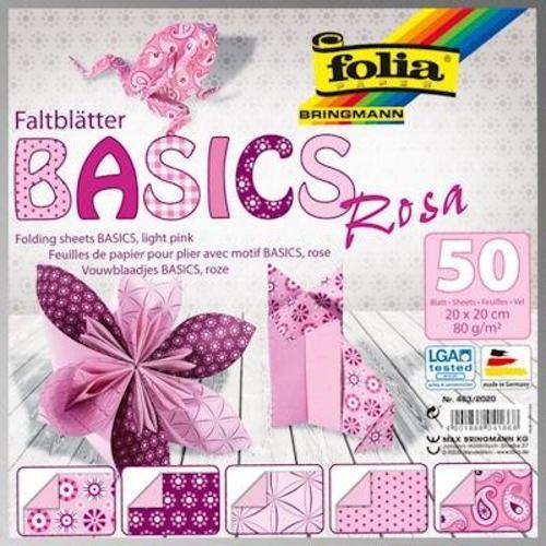 Origami Kağıdı 20x20 cm. 5 Desen 50 Yaprak Basic Pembe