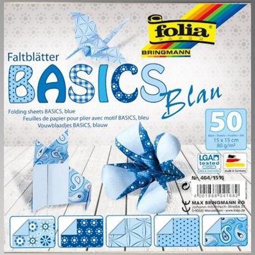Origami Kağıdı 15x15 cm. 5 Desen 50 Yaprak Basic Mavi