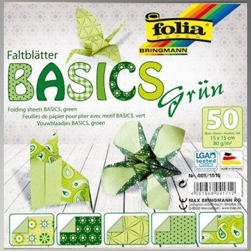 Origami Kağıdı 15x15 cm. 5 Desen 50 Yaprak Basic Yeşil