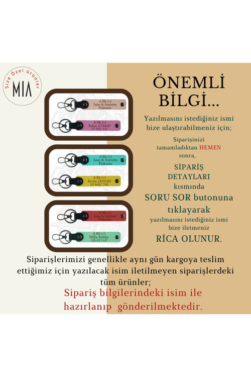 Yol Tutkunlarına, İsim Plaka Ve B Rh (-) Kan Grubu, Kişiselleşmiş X2 Anahtarlık, Kül Gri-K Kahve-Sk