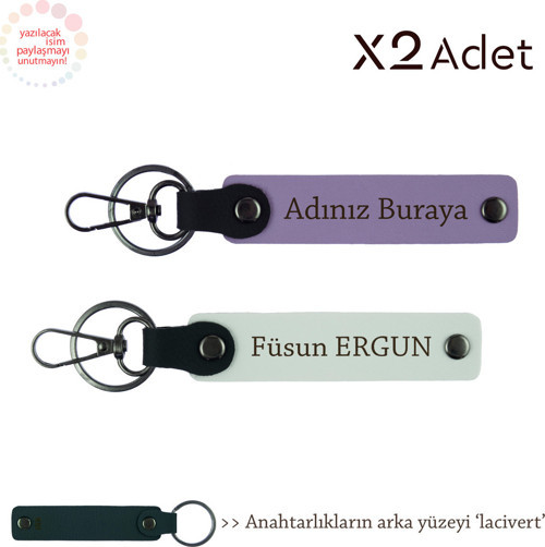 Sevgiliye 14 Şubat Armağanı, İsim Yazılı 2’Li Anahtarlık Hediye Takımı, Mor Menekşe-Beyaz-Lacivert