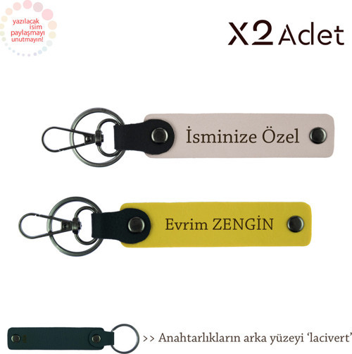 Kardeşe Şık Armağan, İsimli 2’Li Anahtarlık Hediye Takımı, Pudra-Sarı-Lacivert