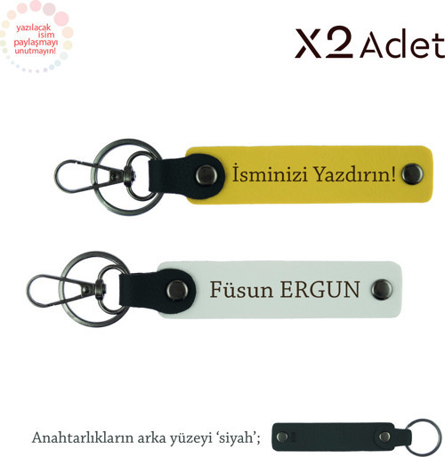 Kardeşe 14 Şubat Jest, İsim Yazılı 2’Li Anahtarlık Seti, Sarı-Beyaz-Siyah