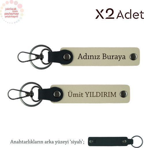 Kankaya Yılbaşı Sürprizi, İsimli 2’Li Anahtarlık Takımı, Sütlü Kahve-Siyah
