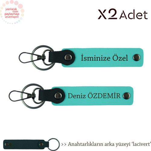 Kankaya Doğum Günü Armağanı, İsim Yazılı 2’Li Anahtarlık Seti, Turkuaz-Lacivert