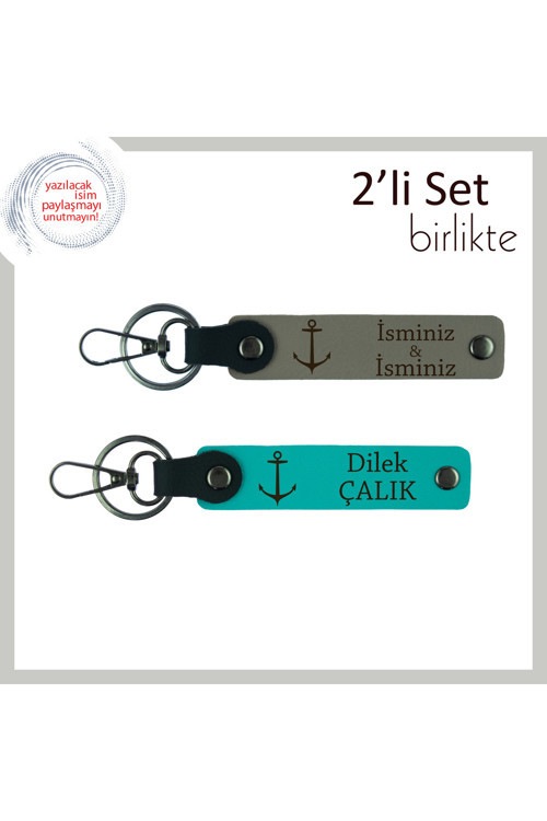 Yelken Figürlü Minimalist Anahtarlık, Kaptan Ruhuna Sahip Sevdiklere Hediyelik, Kül Gri-Koyu Turkuaz
