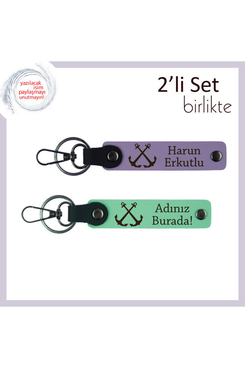 Yat Kulübü Üyelerine Uygun Hediye, Kişisel Deniz Figürlü Anahtarlık Takımı, Mor Menekşe-Açık Yeşil