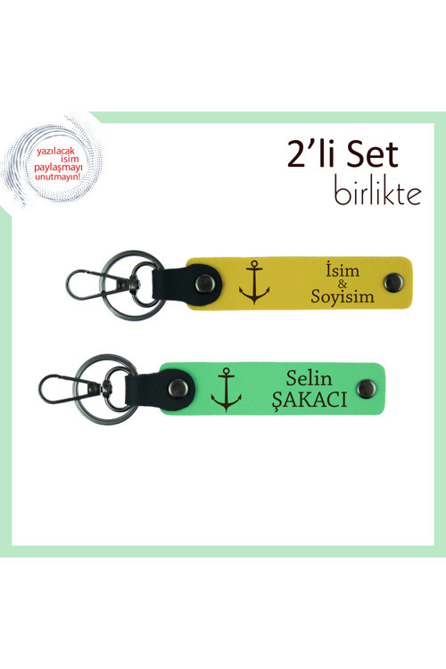 Marina Sevdalısı Babaya Uygun Doğum Günü Hediyesi, Gemici Figürlü Deri Set, Sarı-Fıstık Yeşil