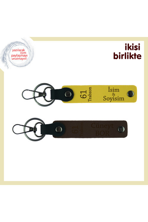 Karadeniz Aşkını Yansıtan Hediyelik Anahtarlık Takımı İsminiz Yazılı Set, Sarı-Koyu Kahve