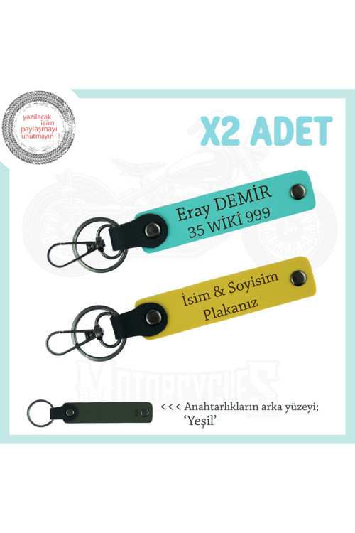 İsim Plaka Yazılı X2 Anahtarlık Set Taksi Şoförüne, Kurye’Ye, Sürücüye Hediye, Sarı-Turkuaz-Ysl