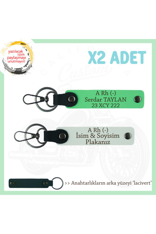 Motorcu Arkadaşlara, İsim Plaka Ve A Rh- Kan Grubu Yazılı Acil Durum Anahtarlığı, Beyaz-F Yeşil-Laci