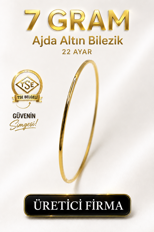 22 Ayar TSE Belgeli (7 GRAM) Ajda Altın Bilezik İşçiliksiz Yatırımlık