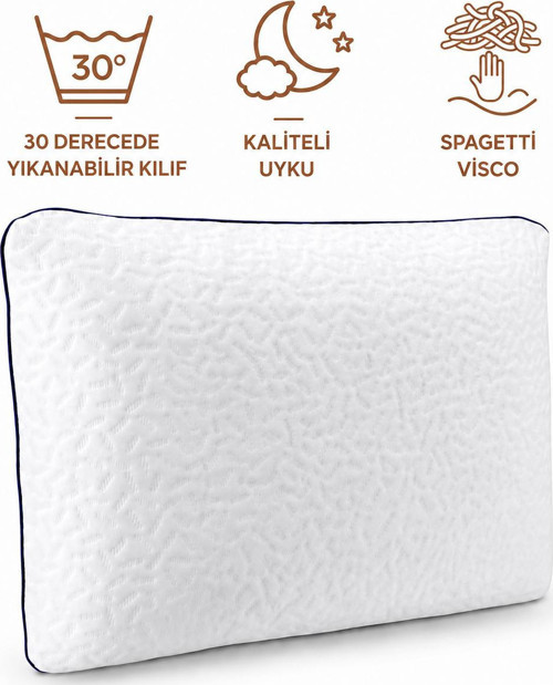Luna Serisi Spagetti Visco Ortopedik Lacivert Biyeli Yastık 60x40 cm 1200 gr