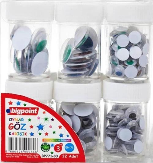 Renkli Oynar Göz (3 Farklı Boy) 12'li Paket