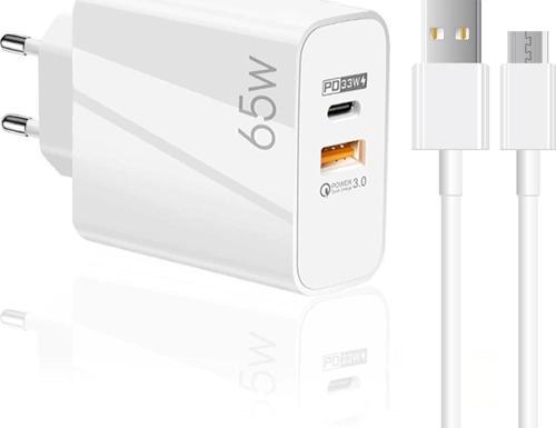 65W UsbA PD33W Quick Charger 3.0 UsbA to Micro 3m Kablolu Hızlı Şarj Aleti Set
