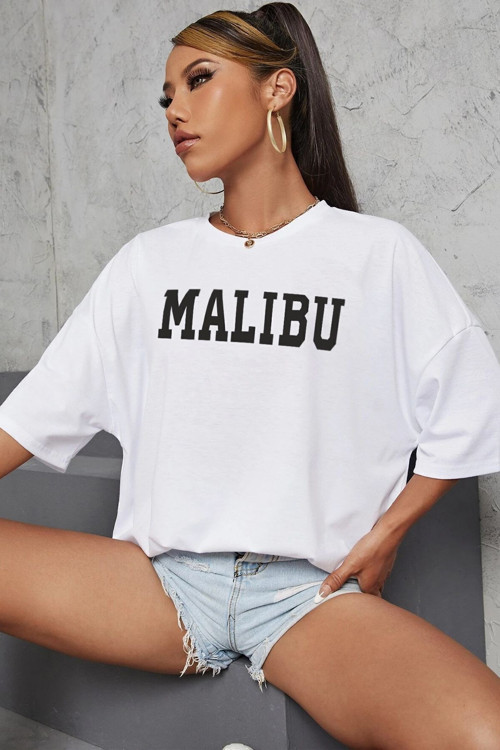 Unisex Malibu Baskılı Tasarım Tshirt