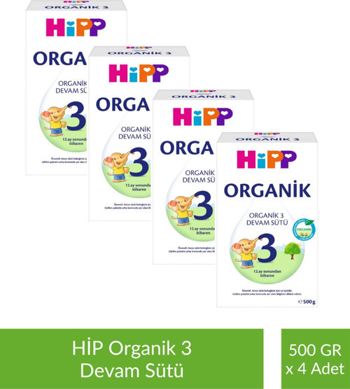 3 Organik Devam Sütü 500 gr x 4 Adet