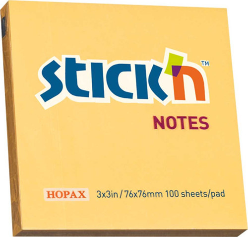 Stickn Yapışkanlı Not Kağıdı 100 YP 76x76 Pastel Turuncu HE21391