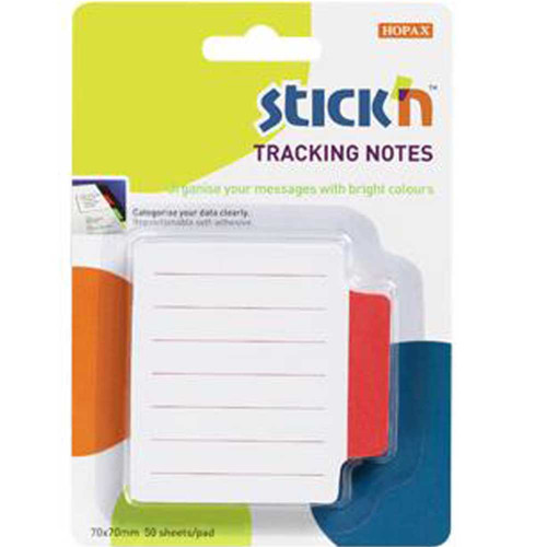 Stickn Yapışkanlı Not Kağıdı Çizgili 50 YP 70x70 Beyaz Kırmızı 21483