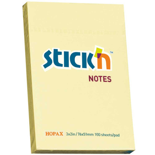 Stickn Yapışkanlı Not Kağıdı 100 YP 76x51 Sarı HE21006