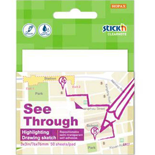 Stickn Yapışkanlı Not Kağıdı Yarı Saydam 50 YP 76x76 Beyaz 21712