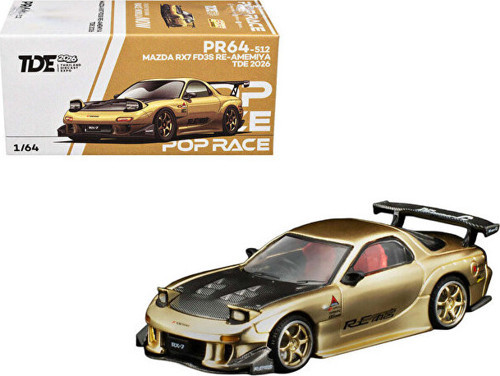 Pop Race Mazda RX-7 FD3S RE-Amemiya TDE 2026 Gold PR640512 1/64 Model Araba