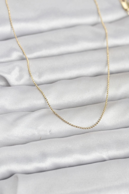 CM 14K Gold Renk İnce Top Zincirli 60 cm Kadın Kolye 5886