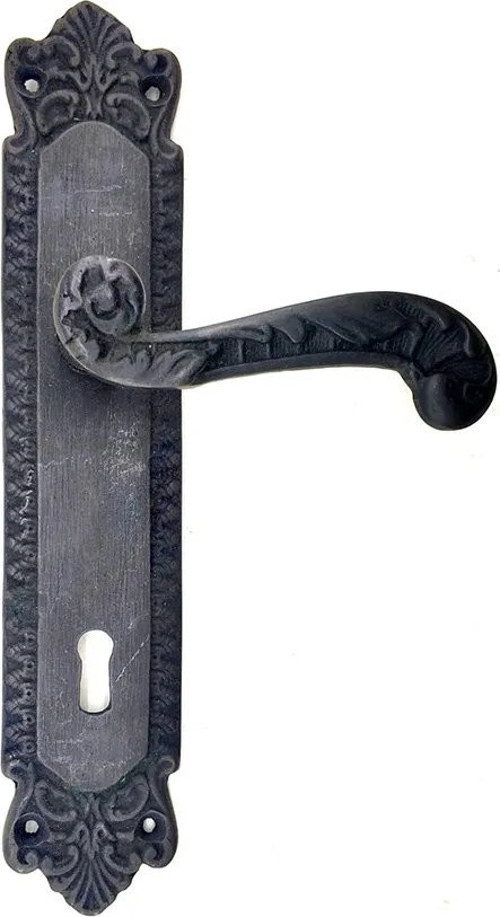 Antika Tarz Dekoratif Pirinç Sultan Banyo Kapı Kolu - 270x54mm, Oksit
