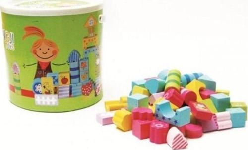 Ahşap Desenli Bloklar 60 Parça (Kovalı)