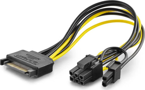 Sata To 6+2 Pin Ekran Kartı Power Kablosu 26 Cm - Siyah HDX5570