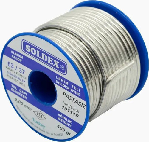 63-37 Pastasız Vitray Lehim Teli 3000 gr 3 mm