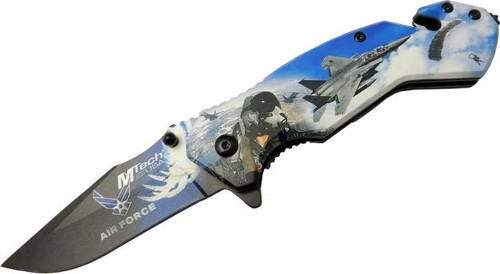 Mtech 4 23 4 Air Force Kurtarma / Kamp Çakı 20cm - Yarı Otomatik, Kemerlikli, Cam Kırma ve İp Kesme