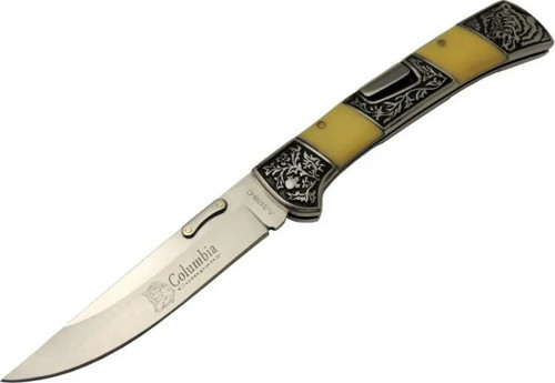 Columbia A 3159 C Kamp Çakı 24 cm - İşlemeli Sedef Saplı, Kemerlikli