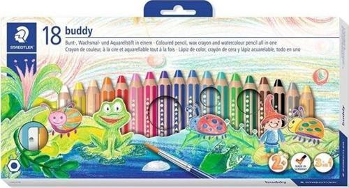 Buddy 3 in 1 Jumbo Boya Kalemi (Kuru Boya + Sulu Boya + Pastel Boya) 18 Renk