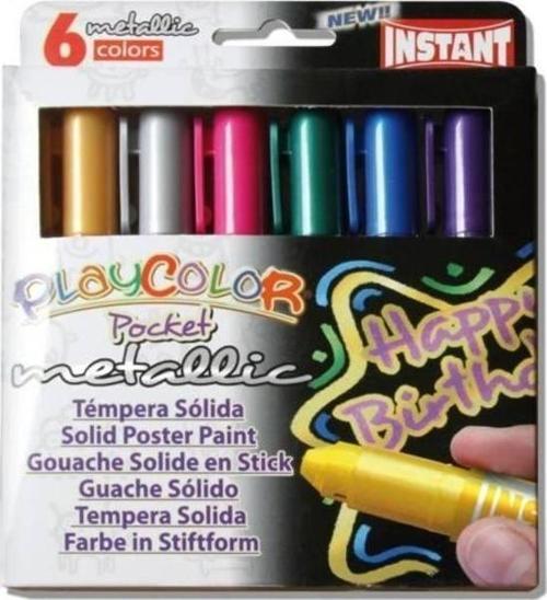 Playcolor Pocket Metallic Solid Poster Paint (Jel Guaj Boya) 6 Metalik Renk