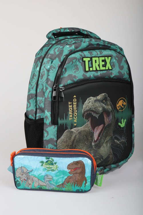 x Dekomus "T-Rex Force Collection" Jurassıc World Lisanslı Okul ve Kalem Çantası Seti